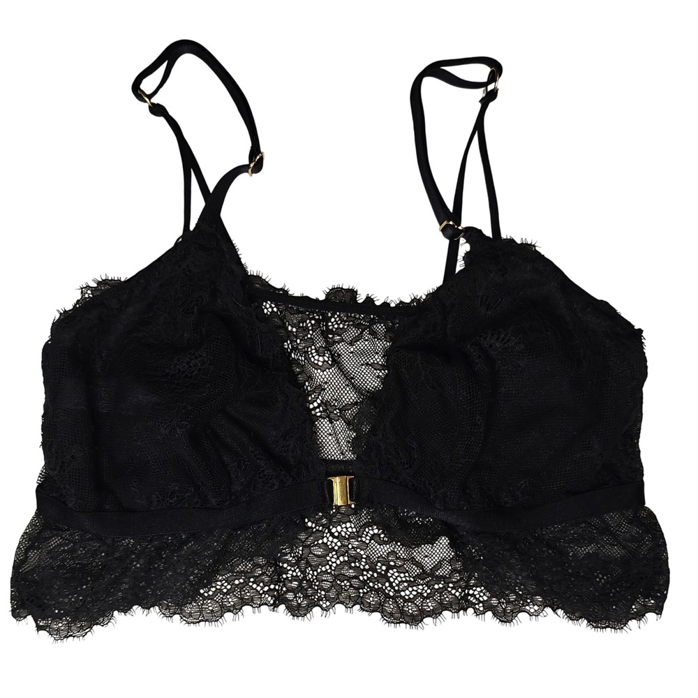 Auden Size M Black Lace Triangle Bralette Wireless Comfort